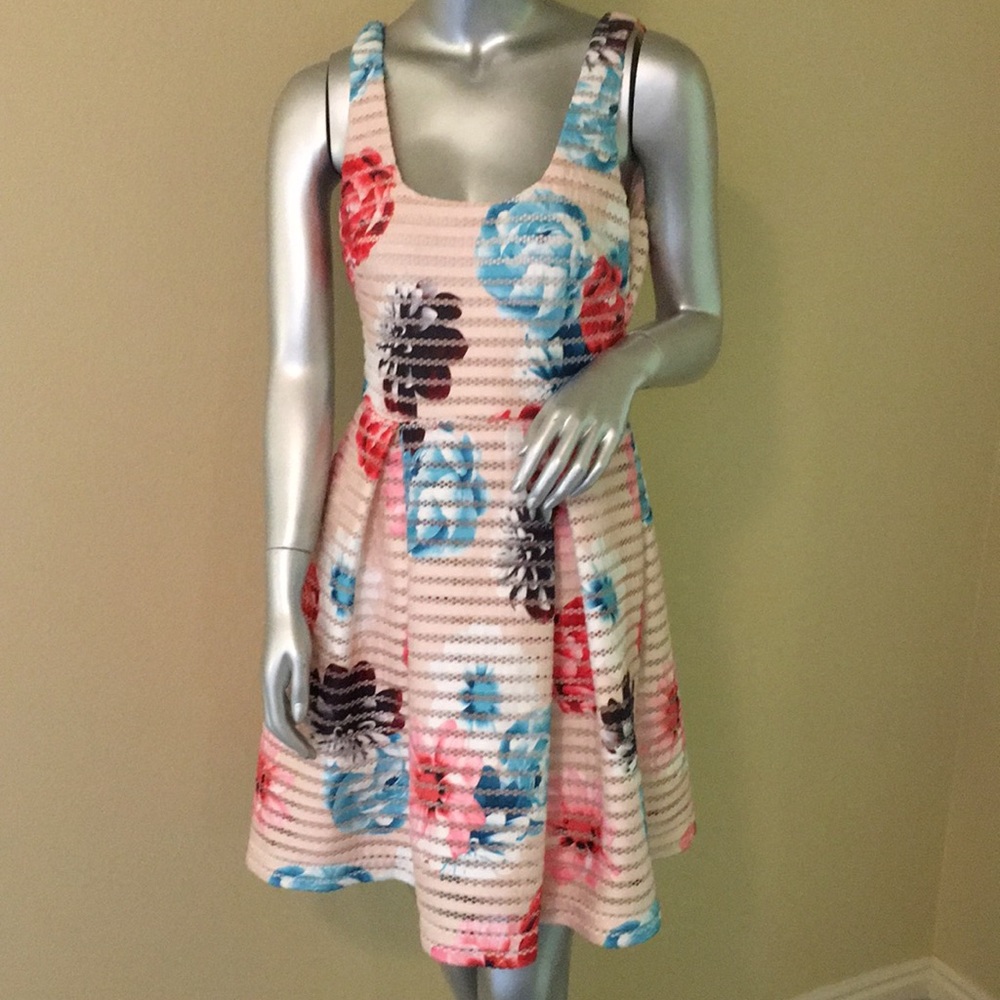 GUESS | Eyelet Overlay Floral Fit & Flare …
